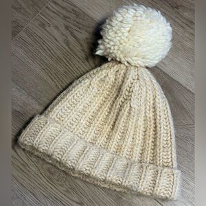 J. Crew Chunky Knit Bennie Hat with Pom-Pom